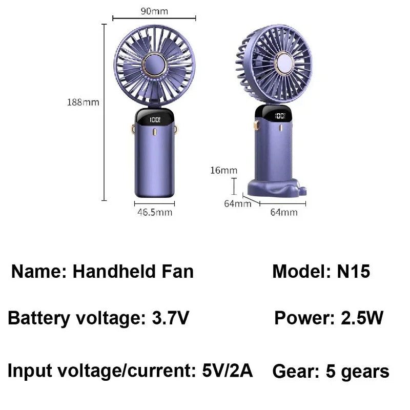 ENYEAR™ USB Handheld Twisted Head Mini Fan Showing Real-Time